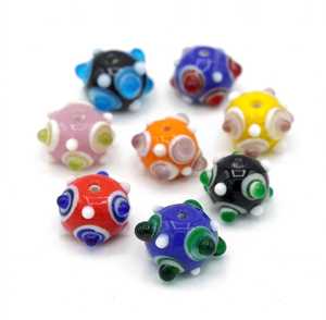ลูกปัดแก้วแฮนด์เมดลายจุดและลายตาแมวทรงกลมสำหรับทำเครื่องประดับ DIY - Product Image 1