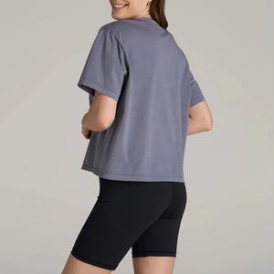 Women's Short Sleeve Cotton Jersey T-Shirt Casual Solid Color Regular Fit Knitted Plain Dyed <b>Top</b> - Product Image 2
