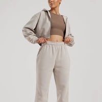 Pantalon de survêtement d'hiver pour femme de qualité supérieure, couleur unie, taille mi-haute élastique, décontracté, coupe oversize