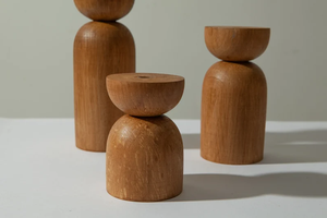 Wooden <b>Candle</b> Holder Set: Scandinavian Rustic Wood <b>Candle</b> Stand By B H Brothers - Product Image 3