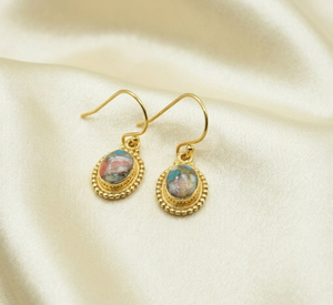 Vintage Oyster Turquoise Gemstone <b>Drop</b> <b>Earrings</b> 925 <b>Silver</b> Rose Gold & Yellow Gold Plated Handmade Boho Jewelry for Women Her - Product Image 5