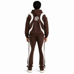 Ensemble de survêtement graphique marron premium pour homme – Ensemble sweat à capuche et pantalon de jogging |   Ensemble deux pièces style streetwear racing - Product Image 3