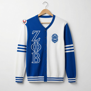 Cardigans en acrylique brodés pour femmes de la sororité Zeta Phi Beta |   Pull en laine brodé personnalisé pour femmes de la sororité ZPB - Product Image 1