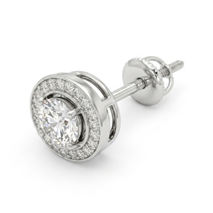 Boucles d'oreilles minimalistes en platine serties de diamants de 0,75 carat, sertissage à pression, pierres brillantes de haute clarté certifiées IGI - Product Image 4