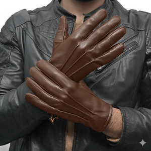 Elegantes Guantes de Conducción de Piel de Oveja Marrón hasta la Muñeca con Interior sin Forro, Diseño Sencillo y Calor Térmico Confiable - Product Image 5