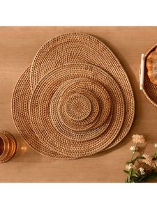Manteles Individuales de Ratán, Elegantes Manteles Redondos Hechos a Mano de Bambú, Manteles de Estilo Bohemio con Tejido Natural - Product Image 3