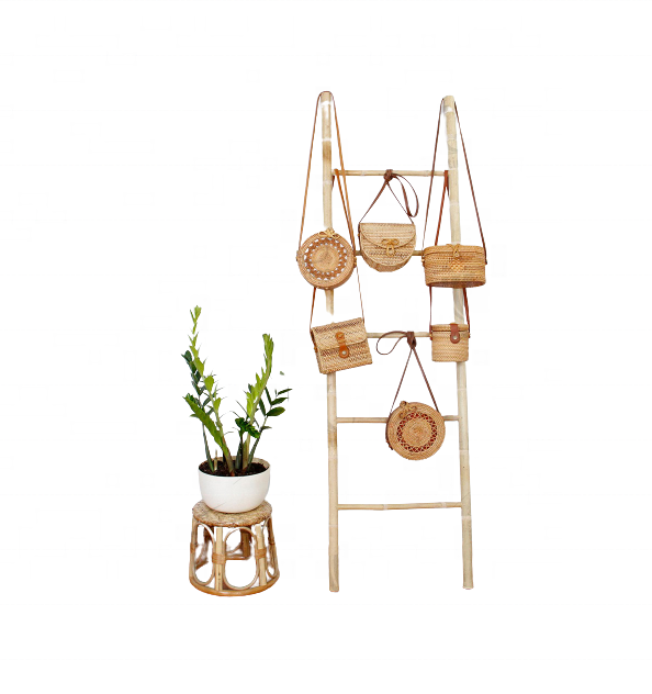 High Quality White Paint Bamboo Ladder for Bathroom Home Decoration Wood Towel Ladder Rack with Heater Home Hotel indoor