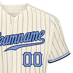 Men Neutral Navy Pinstripe Light Blue Navy Baseball Jersey Button Front Team Shirt Performance <b>Athletic</b> Practice Game Uniform - Product Image 4
