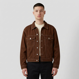 <b>Men's</b> Brown <b>Corduroy</b> Shirt <b>Jacket</b> Turn-down Collar Casual Solid Color Single Breasted Regular Fit Autumn Coat - Product Image 2