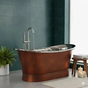 Copper <b>bathtubs</b> for wellness relaxation and stress relief enhancing daily rituals in modern bathrooms and hotels - Product Image 2