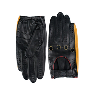 Gants de conduite en cuir de vache véritable pour hommes, gants de course automobile classiques, respirants et antidérapants - Product Image 1