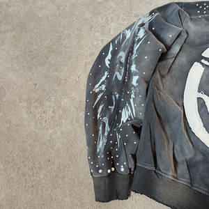 Sudadera con capucha de algodón pesado transpirable, lavada y desgastada estilo vintage, con cremallera, para hombre, de punto, con logo, OEM de fábrica, personalizada para invierno - Product Image 3