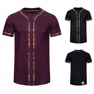 Camiseta de Béisbol Unisex con Cuello en V y Botones, 100% Poliéster, Tejido de Malla Transpirable, para Verano y Actividades al Aire Libre, con Logotipo Personalizado (Delantero/Trasero), Corta - Product Image 1