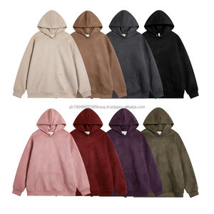 Sweat à capuche en daim de haute qualité sweats à capuche surdimensionnés pour hommes 320G Spandex mélange de polyester décontracté uni blanc Logo personnalisé Streetwear - Product Image 1