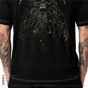 Custom <b>Men</b> Oversized Streetwear Graphic T-Shirt High Quality Digital Print Gothic Skull Heavyweight <b>Black</b> Casual Cotton TShirt - Product Image 4