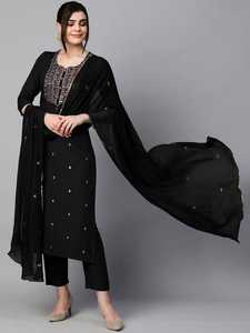 Purple Embroidered Rayon Material Recycled Materials <b>Kurta</b> Set Dupatta for <b>Women</b> Traditional Indian Pakistani Wear Ankle Length - Product Image 2