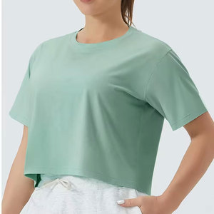 Women <b>Red</b> Oversized Boxy Fit T-<b>Shirt</b> Unique Plaid Pattern Breathable Summer Short Apparel Low MOQ Sale Front Logo T-<b>Shirts</b> - Product Image 3