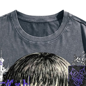 Vintage Washed <b>Gothic</b> Graphic 100% Cotton Jersey <b>T</b>-<b>Shirt</b> O-Neck Short Sleeve Streetwear Tee Front Print Sleeve Patch Boxy Fit - Product Image 5