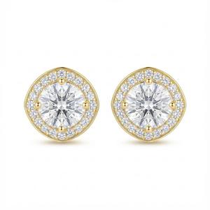 ต่างหูเพชรทรง Halo Illusion Cushion - ทอง 9k, 14k, 18k - Product Image 3