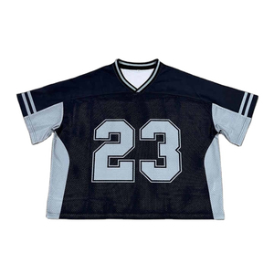 T-shirt de sport unisexe personnalisé en jersey léger, col en V, coupe carrée, court, oversize, imprimé par transfert thermique, en maille, chez Nurak 2026 - Product Image 3