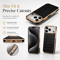 Étui de téléphone en cuir véritable texturé crocodile, compatible avec la charge sans fil, pour les séries Apple 18/17/16/15/14/13/12