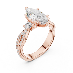 Rose Gold Marquise Cut Lab Grown Diamond <b>Split</b> Shank Engagement <b>Ring</b> for Women Wedding Jewelry - Product Image 3