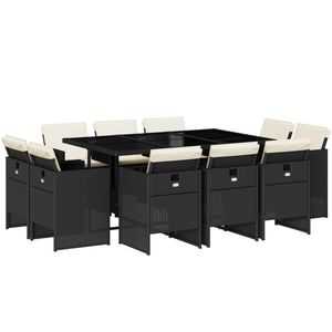 Ensemble de 10 ensembles de salle à manger de jardin en noir et blanc crème - Product Image 2