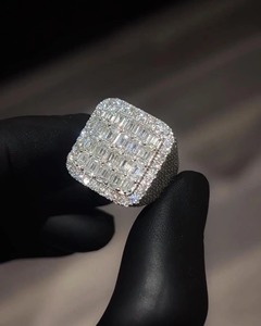 925 Sterling Silver Customizable VS+ Lab-Grown Moissanite 6CT Gold Plated Minimalist Hip Hop Baguette Diamond <b>Iced</b> Name <b>Ring</b> GRA - Product Image 1
