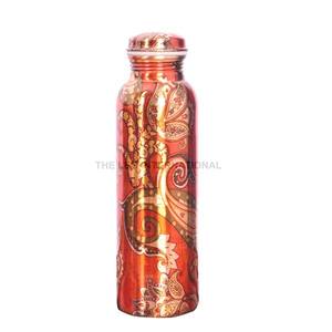 Bouteille d'eau en cuivre pur personnalisée, polie brillante avec design martelé, pour la salle de sport, les activités de plein air, fabriquée à la main - Product Image 5