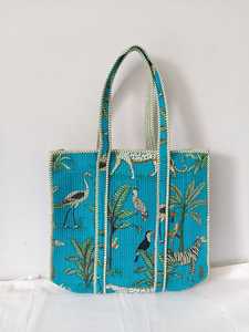 Bolso Tote Acolchado con Cierre, Hecho a Mano, de Algodón, Estilo Boho, Reutilizable, para Uso Diario - Product Image 2