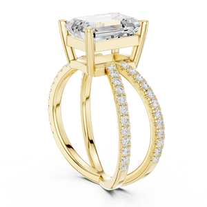 Women's Engagement Wedding Anniversary <b>Split</b> Shank Halo <b>Rings</b> 3.50 CT E VS1 Emerald Cut Lab Grown Diamond 14K Solid Gold <b>Ring</b> - Product Image 4
