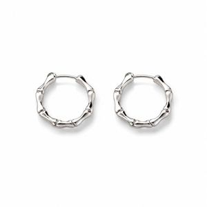 Pendientes de Aro de Bambú de Plata S925 con Acabado Hipoalergénico Chapado en Rodio para Mujer, Joyería Fina al por Mayor - Product Image 2