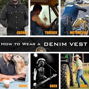 Custom Men's Summer <b>Black</b> 100% Cotton <b>Denim</b> Sleeveless <b>Vest</b> Raw Edge Biker Casual Streetwear Waistcoat - Product Image 2