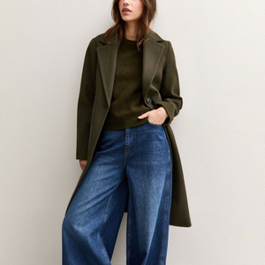 Women's Wool <b>Trench</b> <b>Coat</b> Long Sleeve Notched Collar Single Button Solid Color Outerwear Full Length - Product Image 6