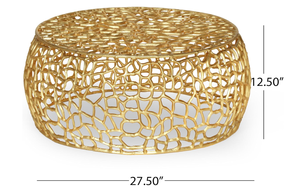 Mesa de centro de aluminio para sala de estar de diseño de lujo, con marco dorado y superficie metálica dorada, mesa auxiliar para sofá, muebles en oferta. - Product Image 2