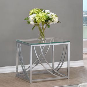 Tavolino da Salotto Brianne con Piano in Vetro Quadrato Cromato - Product Image 1