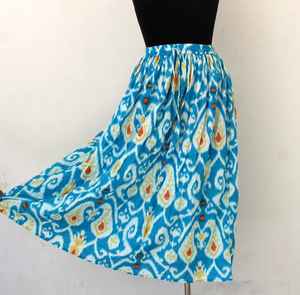 Falda estampada 100% algodón para mujer, falda estampada con efecto arrugado, cintura elástica y cierre con cordón. - Product Image 4