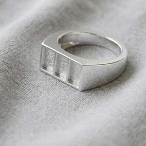 925 Sterling Solid Silver 7x5mm Three Rectangle Shape Men’s <b>Ring</b> Setting <b>for</b> Crushed Opal Inlay Resin <b>Ashes</b> Fordite Keepsake - Product Image 1
