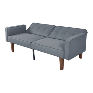 Modern Mid for Century Style <b>Recliner</b> PU Leather Futon Sofa with Adjustable Wood Metal Legs and Tufted Backrest - Product Image 4