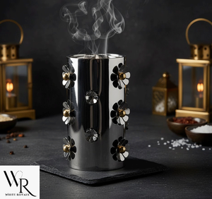 Porte-encens du Moyen-Orient en métal et bois, écologique, durable, fait main, motif floral, découpe au laser, diffuseur d'encens pour le Ramadan - Product Image 4