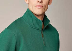 Comfortable size high quality half <b>zip</b> <b>up</b> standing collar long sleeve pullover solid plain sweatshirt for men - Product Image 5