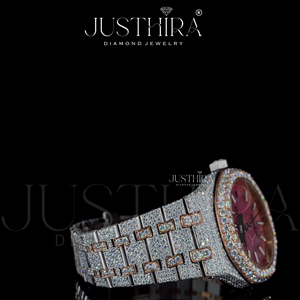 Montre de luxe Moissanite Iced Out, cadran entièrement pavé, ton or rose et argent, style Hip Hop, montre-bracelet unisexe - Product Image 3