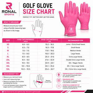 Guante de Golf RONAL SPORTS Rosa de Cuero Genuino para Mano Derecha, Antideslizante, Transpirable, con Correa de Muñeca Ajustable, Unisex - Product Image 6