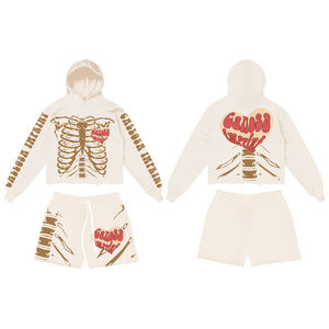 Conjuntos de Sudadera con Capucha y Pantalones Cortos de Verano Vintage de Alta Calidad con Logotipo Personalizado, Transpirables, con Estampado Lavado al Ácido, Estilo Hip Hop, de Algodón con Efecto Desgastado por el Sol - Product Image 2