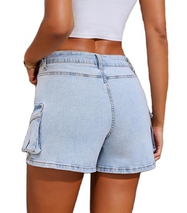 Pantalones Cortos Cargo de Mezclilla Elásticos Casuales Transpirables de Cintura Media para Hombre, Dobladillo Plegado, Pantalones Cortos de Verano Modernos 2026 - Product Image 3