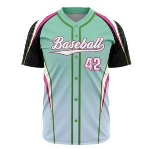 Maillot de baseball personnalisé pour homme, manches courtes, rouge et bleu marine, imprimé par sublimation, respirant, en polyester, uniforme 41 Front - Product Image 3