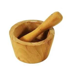 Ensemble pilon et mortier en bois robuste, résistant au lave-vaisselle et au four, étanche, qualité alimentaire, réglable en finesse pour épices et herbes - Product Image 4