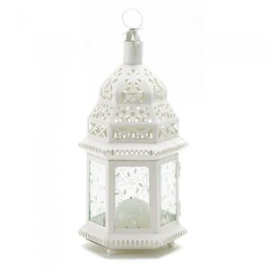 Farol de Metal Blanco Marroquí de Primera Calidad, Fabricado en India con Fina Artesanía, Estilo Farol de Hierro - Product Image 1