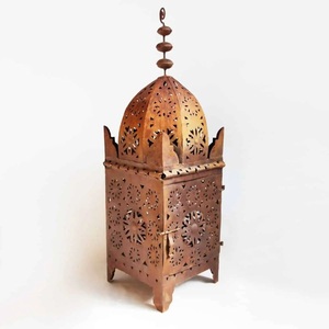 Lanterne porte-bougie suspendue/de table en fer noir de style marocain antique, écologique, durable, faite à la main, décoration intérieure, mariage - Product Image 2