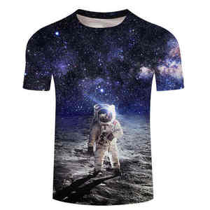 เสื้อยืดกีฬาผู้ชายแบบซับลิเมชั่น พรีเมียม ผ้าฝ้าย 100% น้ำหนักเบา ลายกาแล็กซี่ แห้งเร็ว รับพิมพ์ลายตามสั่ง โรงงาน OEM ODM - Product Image 4